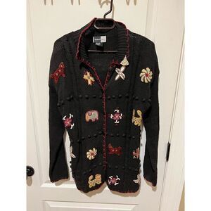 Vintage Beldochpopper Christmas Button Down Sweater size small